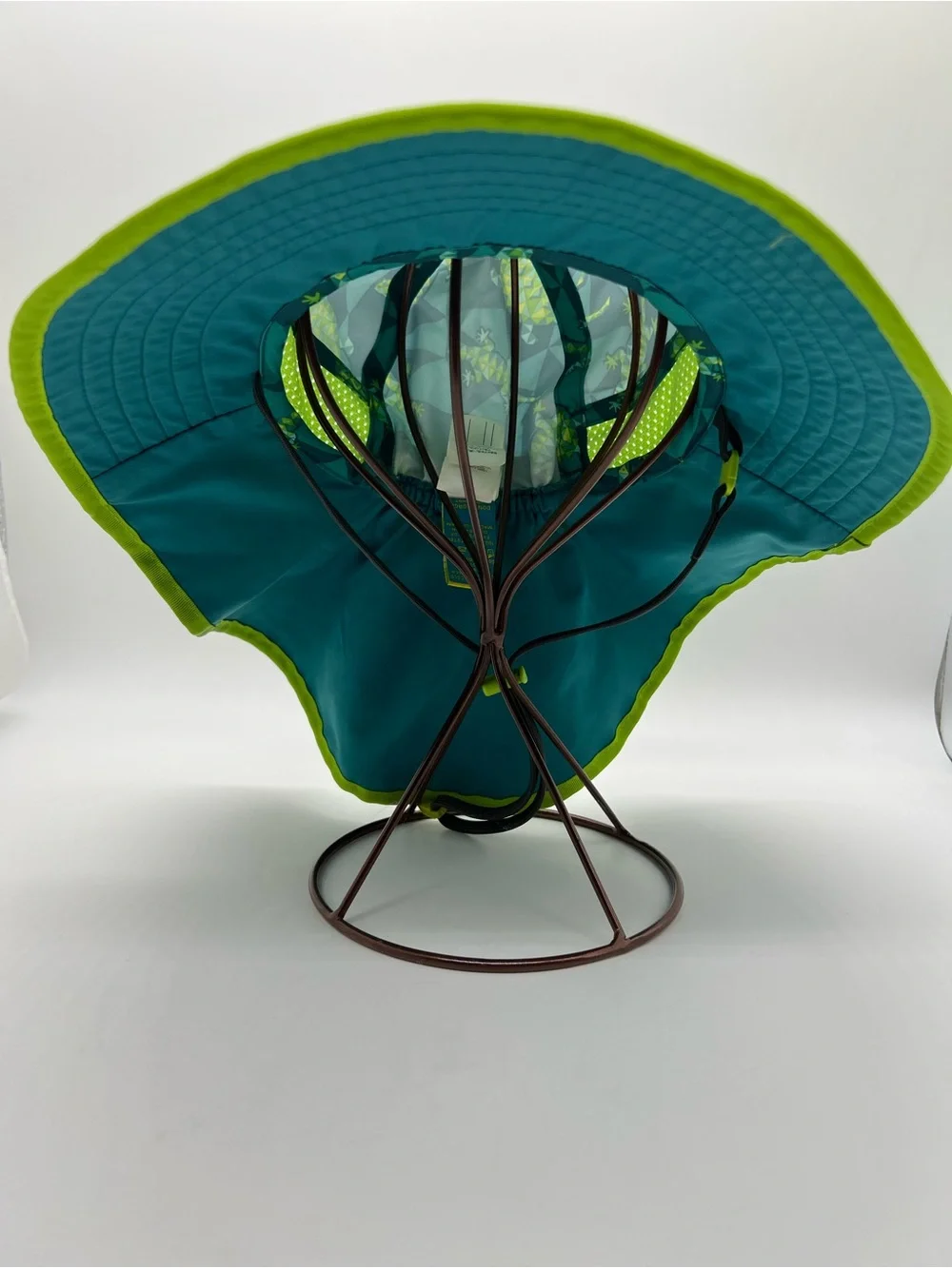 Kids Sun Hat with Neck Cape Reptile Print - Green & Blue 5-12 Years
